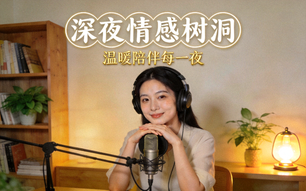 深夜情感树洞电台主播温暖陪伴直播封面图