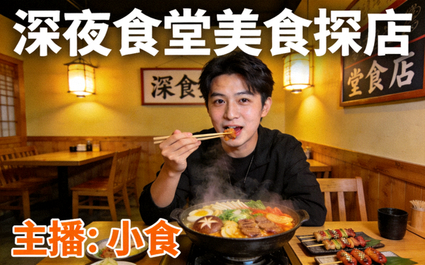 深夜食堂美食探店主播现场试吃直播封面图