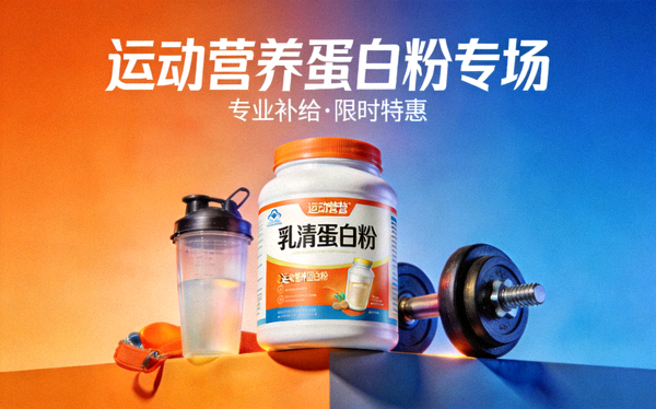 运动营养蛋白粉补给品专场带货直播封面图
